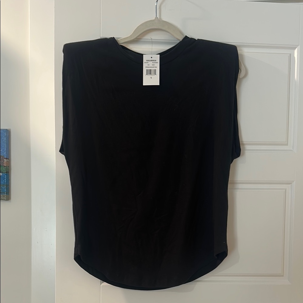 Good American Black Sleeveless Boxy Top